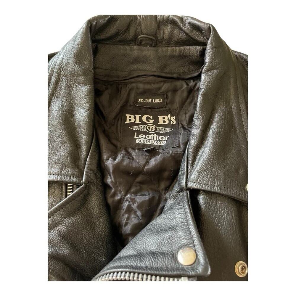 Vintage Big B’s Leather Motorcycle Jacket Gadsden Patch 2XL - Picture 8 of 10